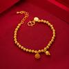New Chinese Style Lotus Peng Hand Strand Inherited By Ancient Method Lotus Transfer Bead Women's Two Lifetime Joy 24K Gold Plated Sand Bracelet
