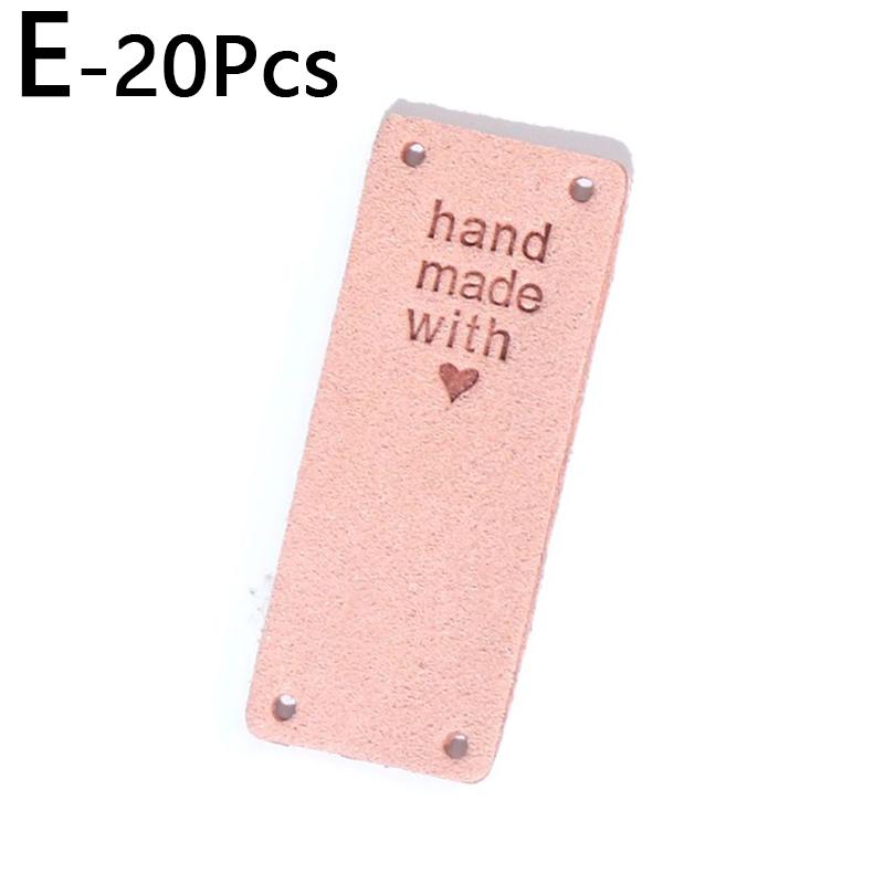 20pcs Handmade With Love For Hat Jeans Bag PU Leather Tags Colorful Sewing Accessories