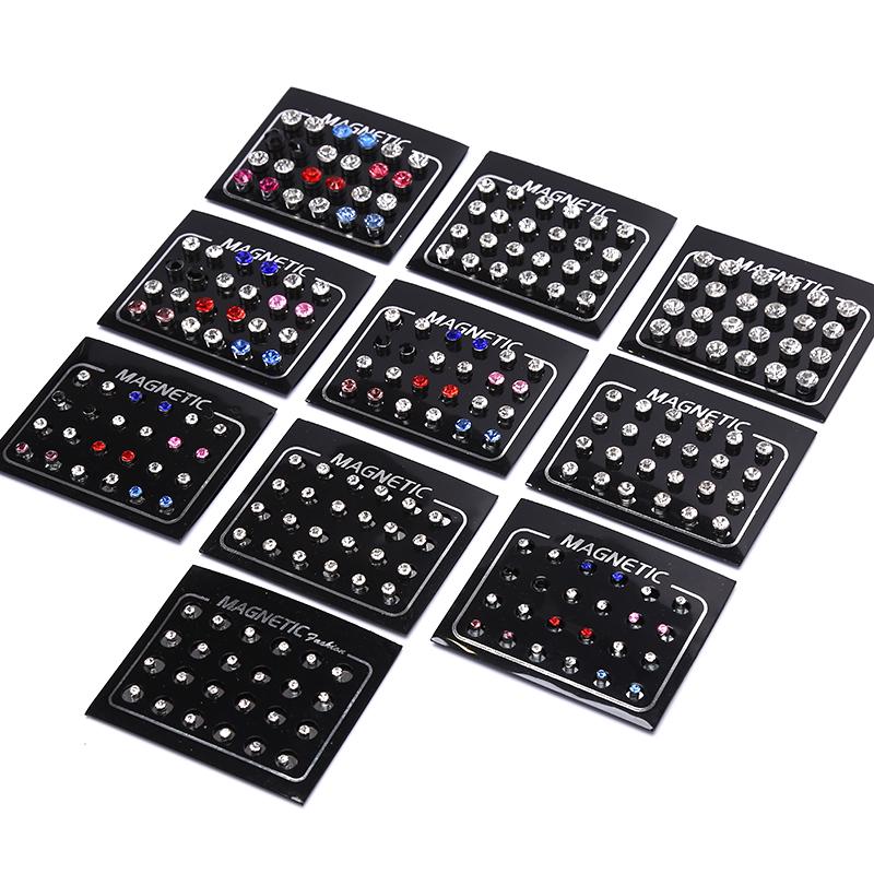 24 шт./компл. магнитные круглые серьги-гвоздики без пирсинга