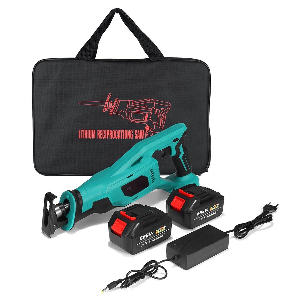 Зеленая аккумуляторная сабельная пила Портативная сменная электрическая пила Металло-дереворезный станок Электроинструмент для аккумулятора 18 В 688VF