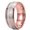 Fashion 8mm Rose Gold Color Tungsten Wedding Arrow Ring For Men Vintage Meteorite Pattern Engagement Steel Ring Men Wedding Band