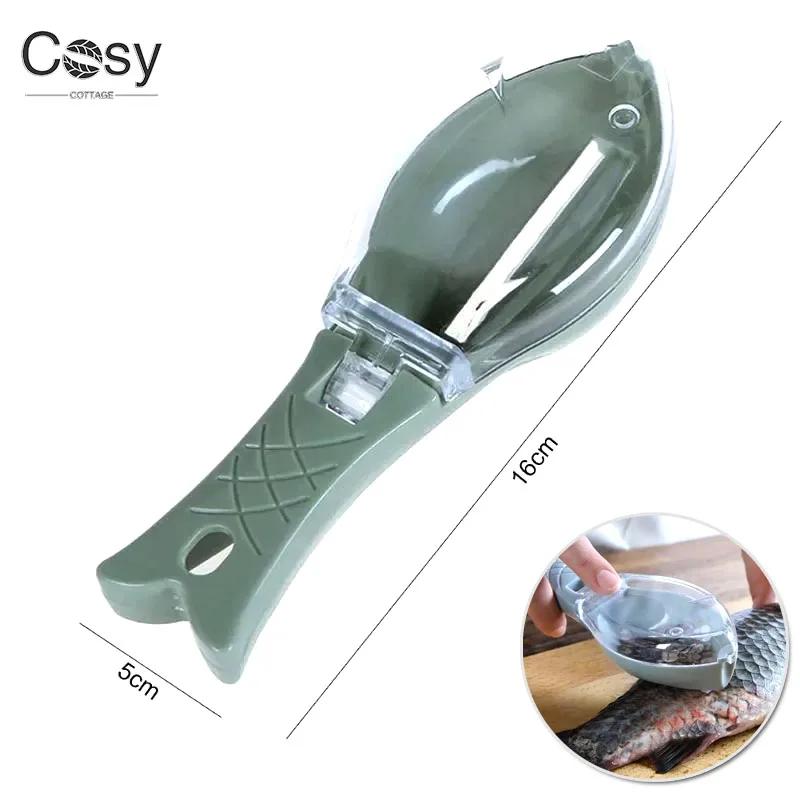 16cm Fish Scale Scraper - Easy Tool with Transparent Container for Quick Cleaning, Ergonomic Handle for Secure Grip On Sale