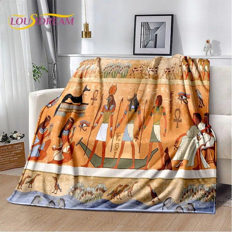 Мягкое плюшевое одеяло с 3D египетской мифологией, фараоном иероглифами, фланелевое одеяло для гостиной, спальни, дивана, пикника
