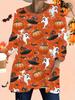 2025 Autumn Winter New Plus Size Women's Tops, Halloween 3D Print Fashion Crew Neck Long Sleeve T-Shirts