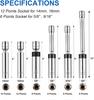 Набор магнитных свечных головок 6 шт. 3/8' с головками 9/16', 5/8', 14 мм, 16 мм и удлинителями 4', 6', 10'