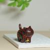 Colorful Wood Carvings: Adorable Mini Wooden Cat Figures