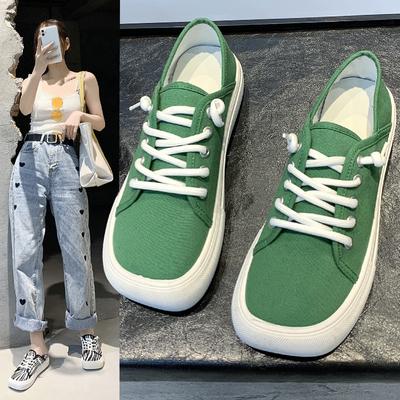 Холщовая обувь на толстой подошве, женские летние новые туфли на шнуровке с квадратным носком, корейская версия трендовых туфель, клетчатая студенческая обувь с леопардовым принтом