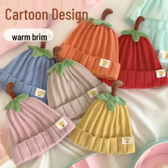 Новое поступление: Милая и уютная зимняя вязаная шапка-тыква для младенцев и детей