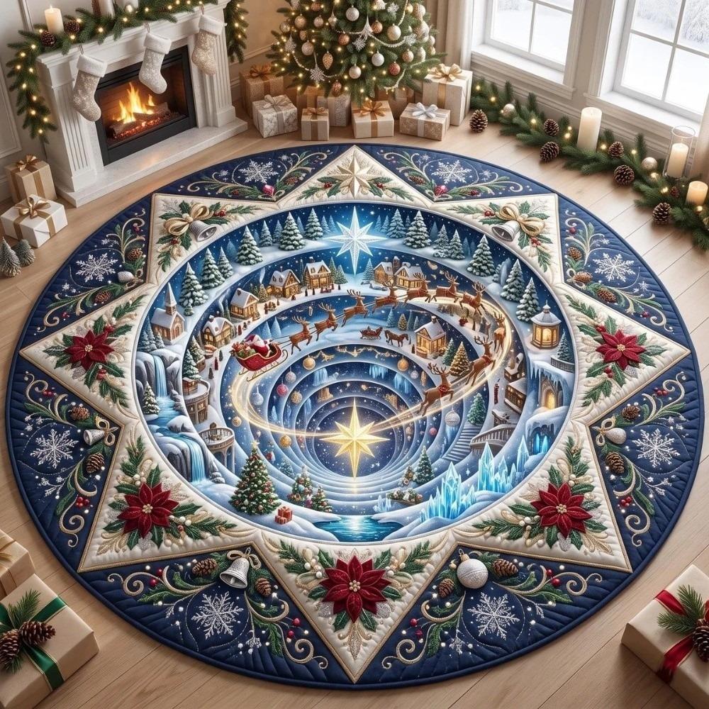Wear Resistant Christmas Floor Mat Crystal Velvet Decorative Doormat Entryway Decor