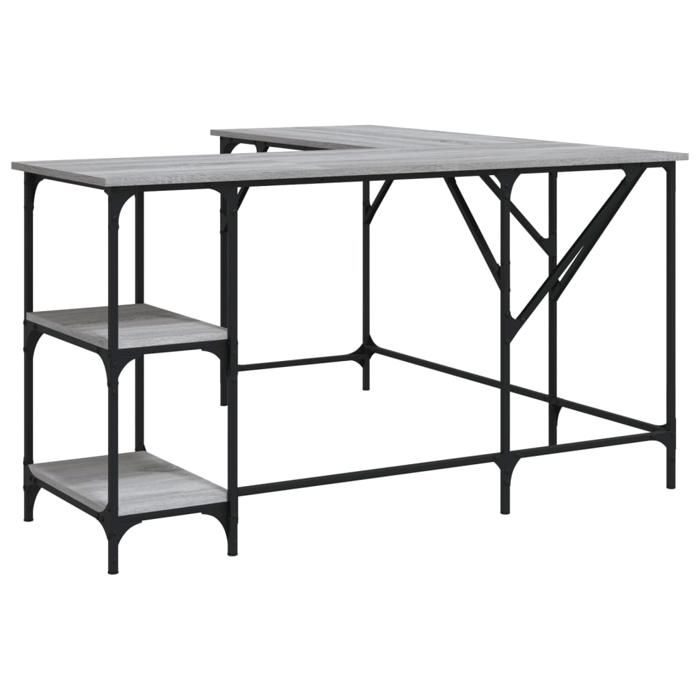 VidaXL Bureau, Table d'Ordinateur avec Étagères, Bureau d'Ordinateur avec Pieds, Table d'Écriture Chambre, Industriel, 837590