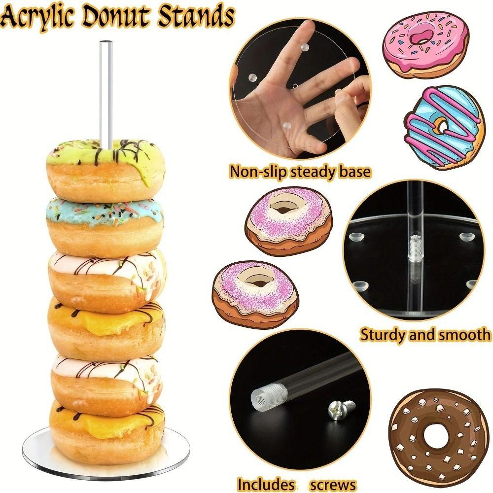 5Pcs Clear Donut Stands Wedding Table Decoration Dessert Display Stand Doughnut Holder Table