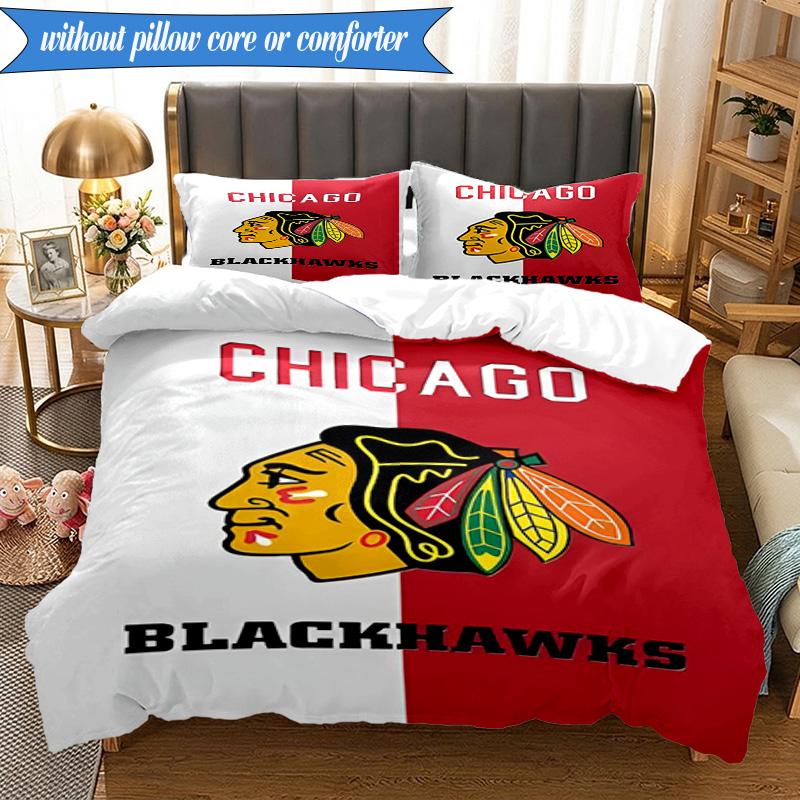 3PCS Blackhawks Artwork Bedding Set,Including 1pc Duvet Cover And 2pcs Pillowcases Perfect for Bedroom, Dormitory, Fan Christmas gift