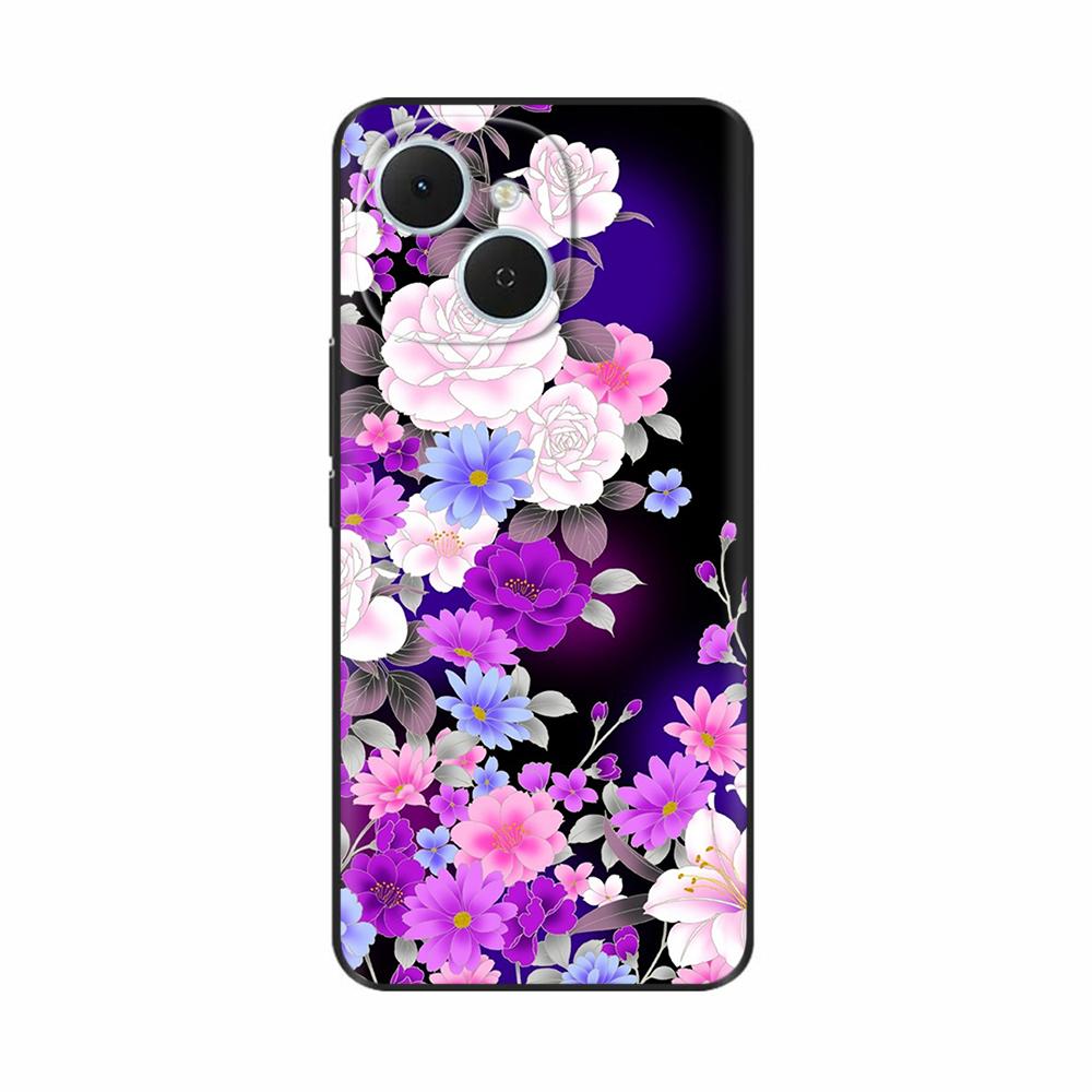 Чехол для Tecno Spark 40C Цветы Мягкий Силикон ТПУ Чехлы для Телефона Для Tecno Spark 40C Ударопрочный Крутой Волк Цветы Защитная Крышка