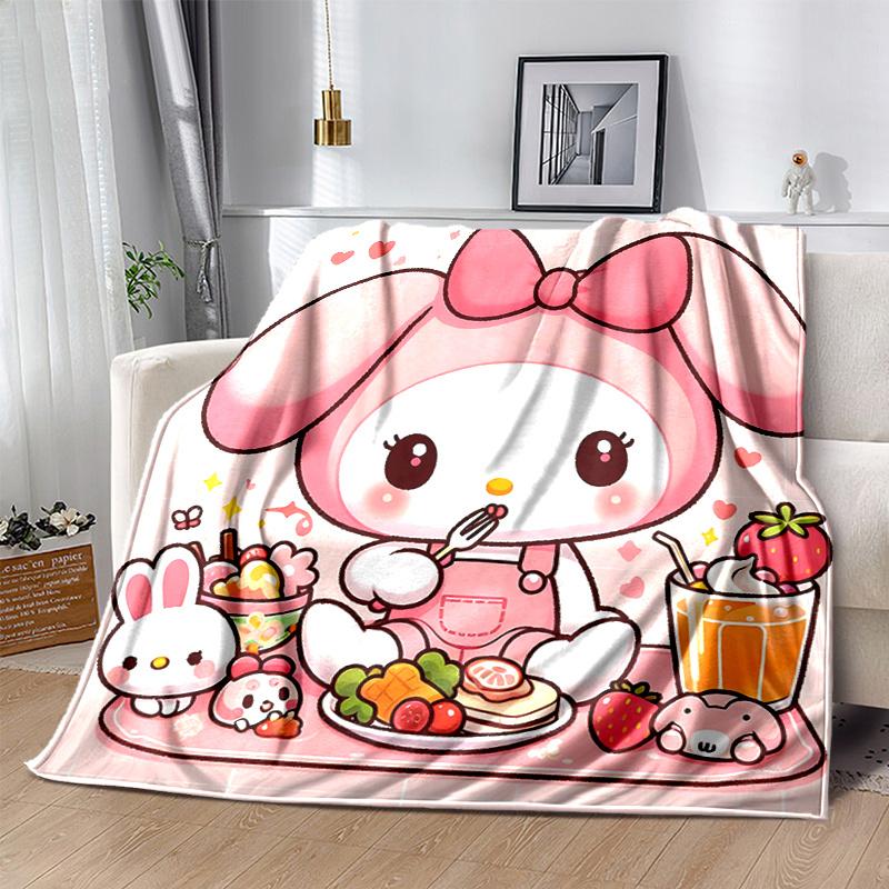 1pc My Melody's Sweet Breakfast Adventure Blanket, Soft Throw for Home Decor, Gift Idea, Suitable for All Seasons, Living Room, Travel, Camping, Car B