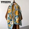 Elegant Floral Faux Cashmere Scarf for Women - Soft, Warm & Windproof Shawl for Autumn/Winter