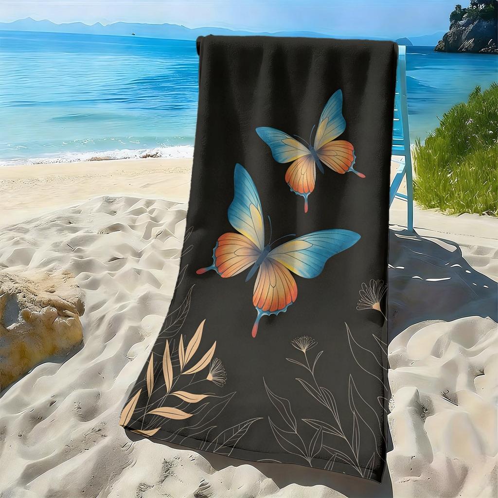 3D Пляжное полотенце с бабочкой 31,5x63 дюйма Мягкое микрофибровое Быстросохнущее Не собирает песок Летнее полотенце для ванны для бассейна Аксессуары для океана