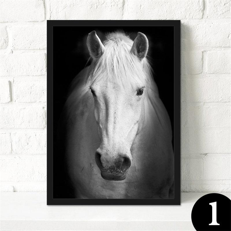 Скандинавская декоративная картина на холсте, вертикальные и горизонтальные прямоугольные постеры без рамки, животные, белые лошади, белый фон