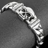 Gothic Skull Men's Bracelet 15MM Width Polished Stainless Steel Cuban Link Chain Hip Hop Streetwear Biker Jewelry