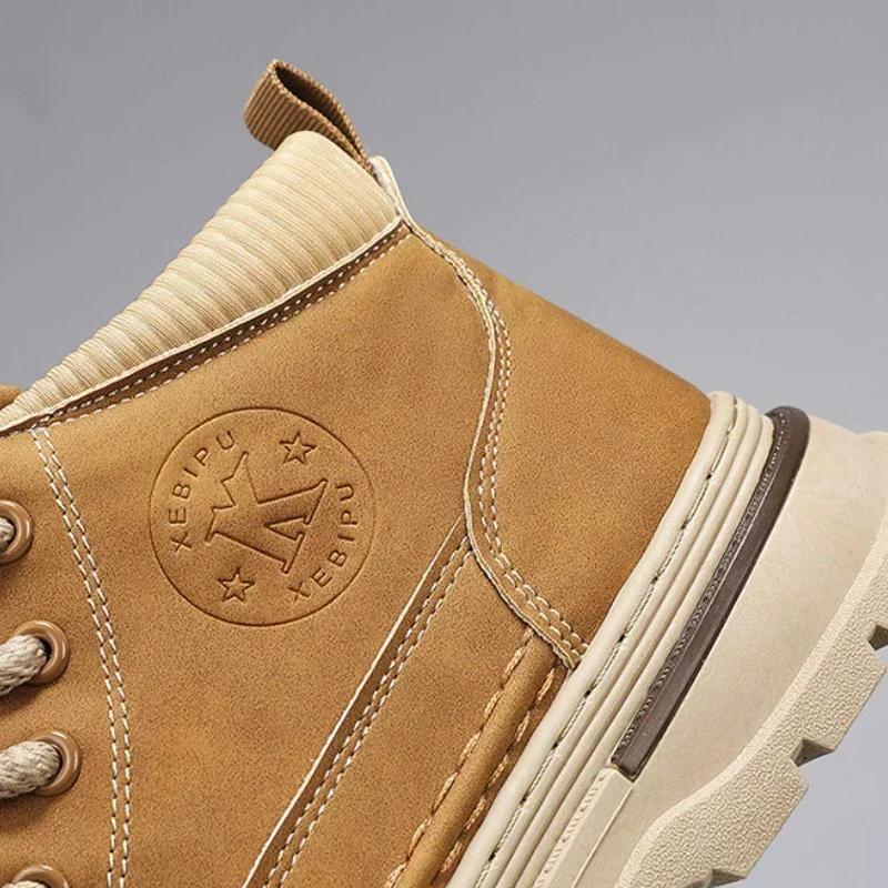 Мода Мода Мужские ботинки Высокие повседневные кроссовки Обувь для мужчин Дизайнерские Нескользящие Ботильоны Уличные Толстая подошва Мужские Рабочие ботинки