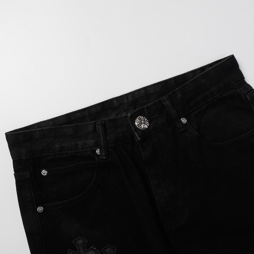 9930 CHROME HEARTS Мужские и женские модные джинсы в американском стиле с тканевыми нашивками, повседневные и модные брюки в стиле хай-стрит