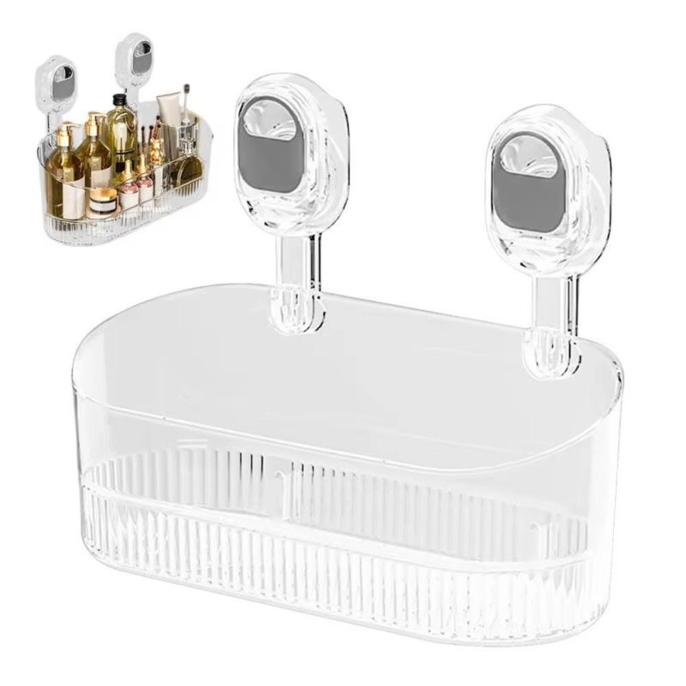 Transparent Suction Cup Shower Rack Wall Mounted Shower Rack Kitchen Storage Basket for Home