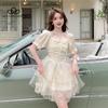 Cute Bow Sweet Summer Short Princess Dress Tutu Ladies Dress Woman Fashion Elegant Dress Beach Party Dress