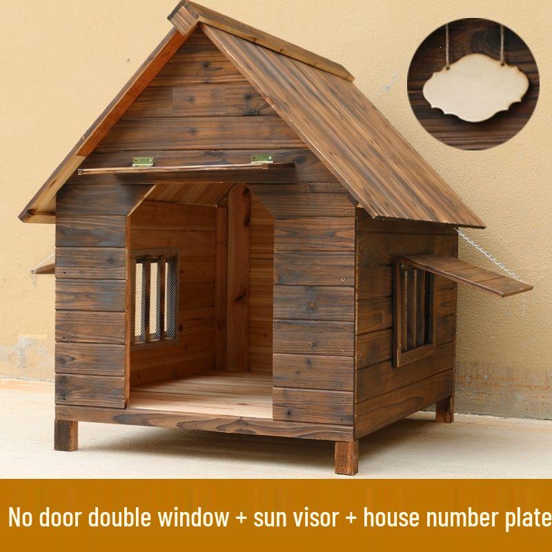 Handmade Solid Wood Outdoor Dog Kennel - Weatherproof, Large & Durable