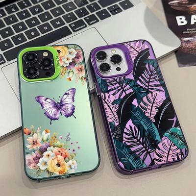 Чехол для телефона с защитой от падений и узором «Бабочка» для Samsung S24 S23 A55 A35 Xiaomi Redmi 13C Poco C65 iPhone Huawei Honor, противоударный защитный бампер