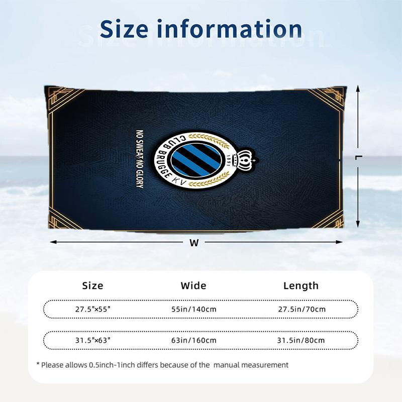 Club Brugge FC print Quick Dry Beach Towel Microfiber Absorbent Portable Travel Swimming Towel