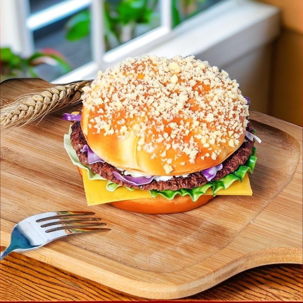 Soft PU Beef Burger Model Realistic Fake Bread Party Decoration Food Simulation Model DIY Display