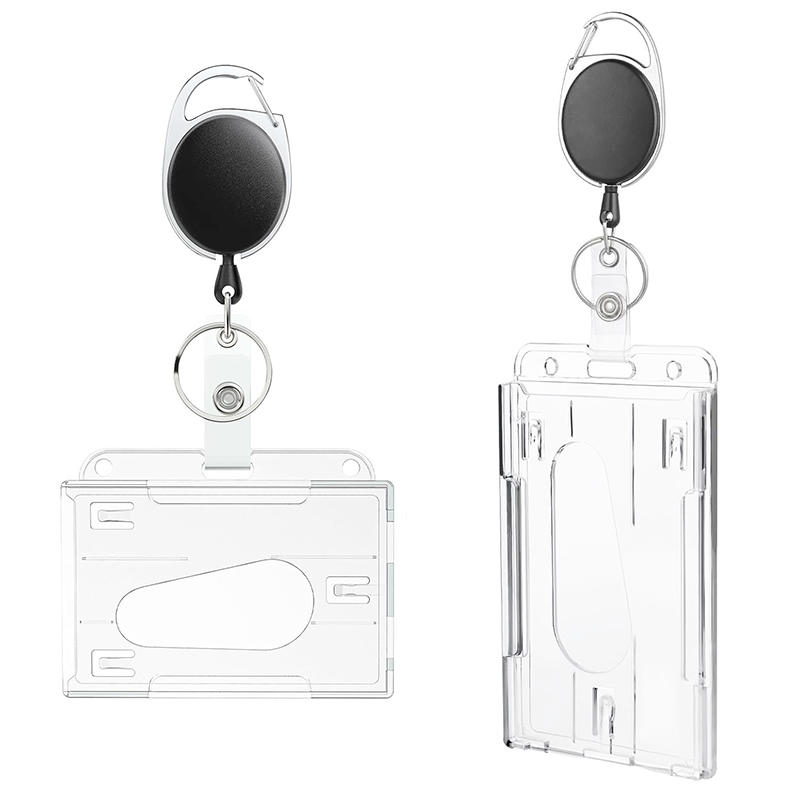 Hard Plastic ID Tag Transparent Working Permit Employee's Pass Business Work Card Cover Sleeve Badge Holder Credit Card Retractable Holder Case