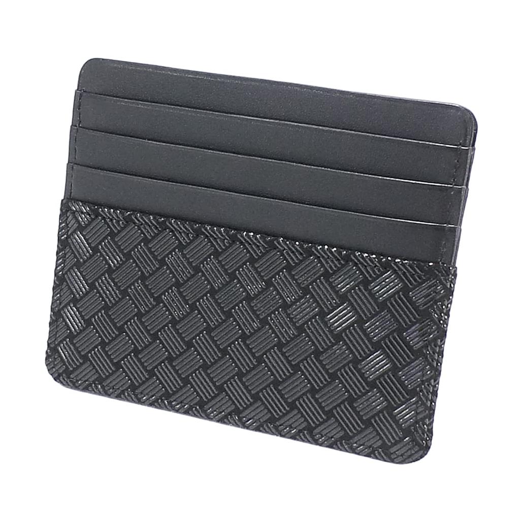 Inden Card Holder Slim Card Case Thin Deerskin Black X Black Lacquer Ajiro Knitting Pattern [Indenya] 2530-01-158