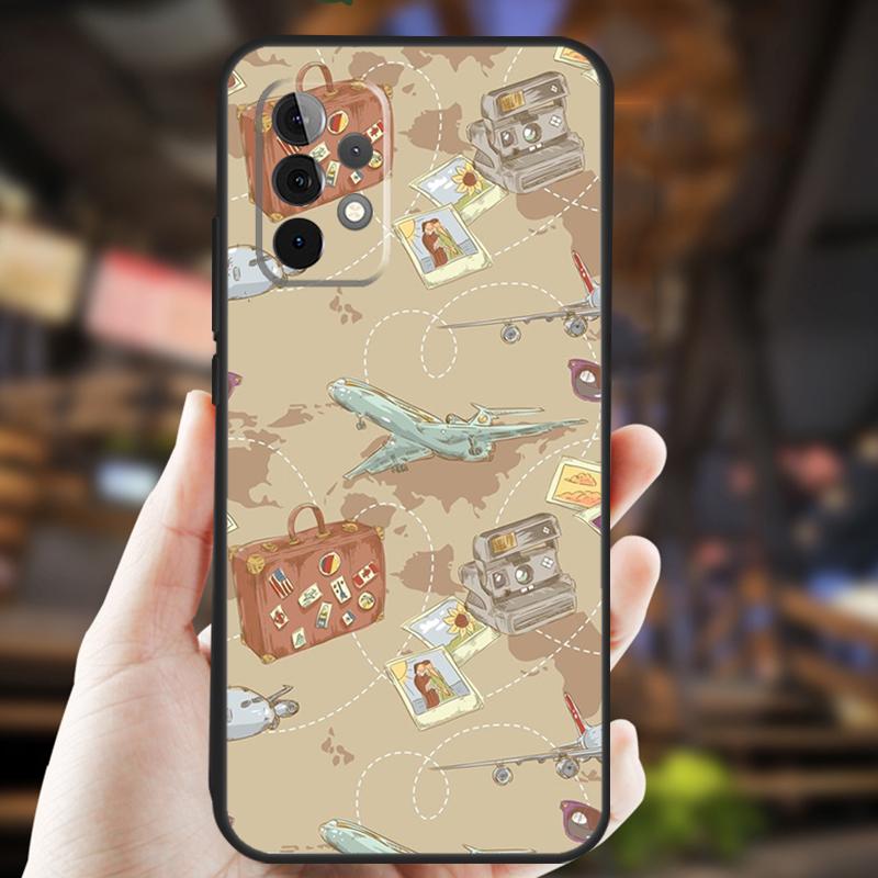 Дорожный чехол-карта мира для Samsung Galaxy A15 A35 A55 A53 A33 A13 A36 A56 A26 A16 A22 A32 A52 A54 A34 A05 A06