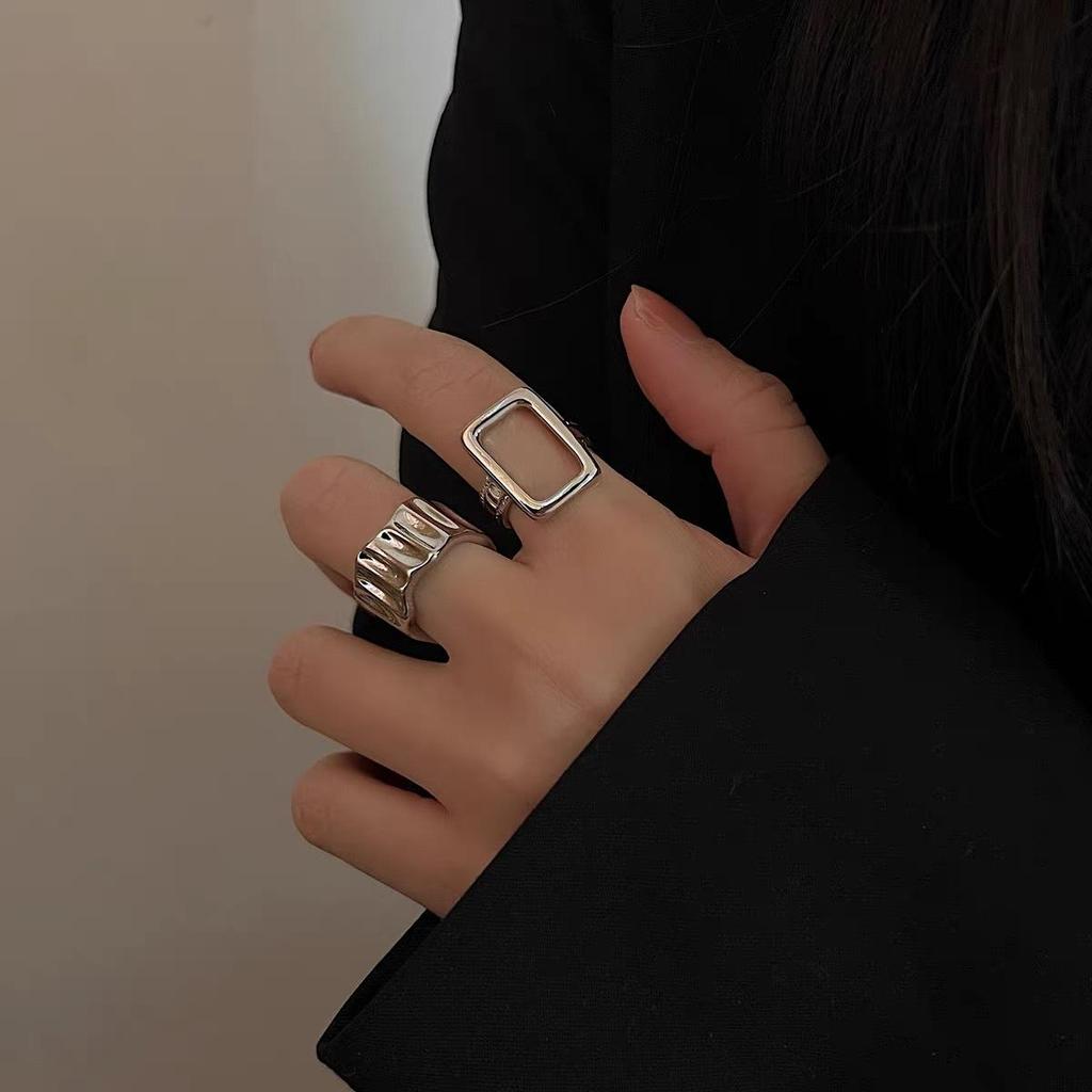 Versatile Japanese & Korean Fashion Two-Piece High-End Open Ring Set for Women