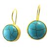 [P2257] - Gold-plated Artisanal Sleepers 'Princesse Ottomane' Turquoise Gold - 13 Mm