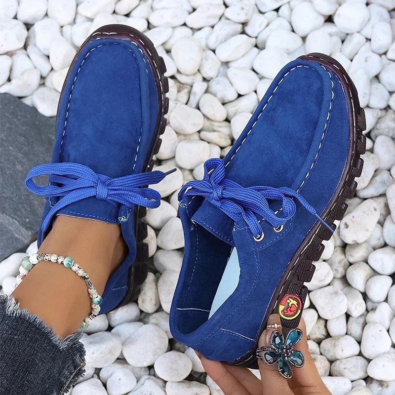 Осень Женская Повседневная Обувь 2025 Новые Лоферы из Искусственной Кожи на Шнуровке Удобная Мягкая Подошва Обувь для Мамы Женские Плоские Кроссовки Женские