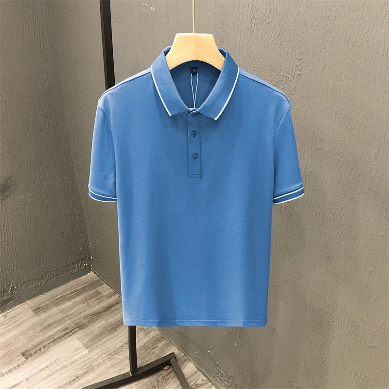 Men's High-End Pearl Ice Silk Polo Shirt, Summer 2023, Short-Sleeved Business Lapel T-Shirt
