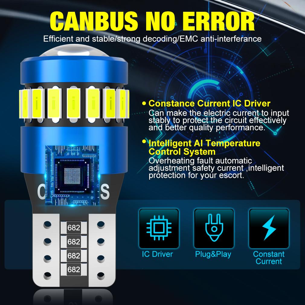 2 шт. Canbus T10 W5W светодиодные лампы 18SMD 3014 + 3030 6000K 168 194 Led 5w5 клиновидная линза автомобиля внутренняя карта купольные фонари парковочный боковой фонарь авто сигнальная лампа