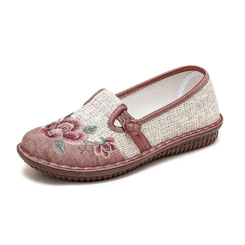 Этнический стиль Вышитые цветы Туфли Женские Летние Ретро Модные Круглые Лоферы Дышащие Плоские Туфли Zapatos Para Mujer Повседневные