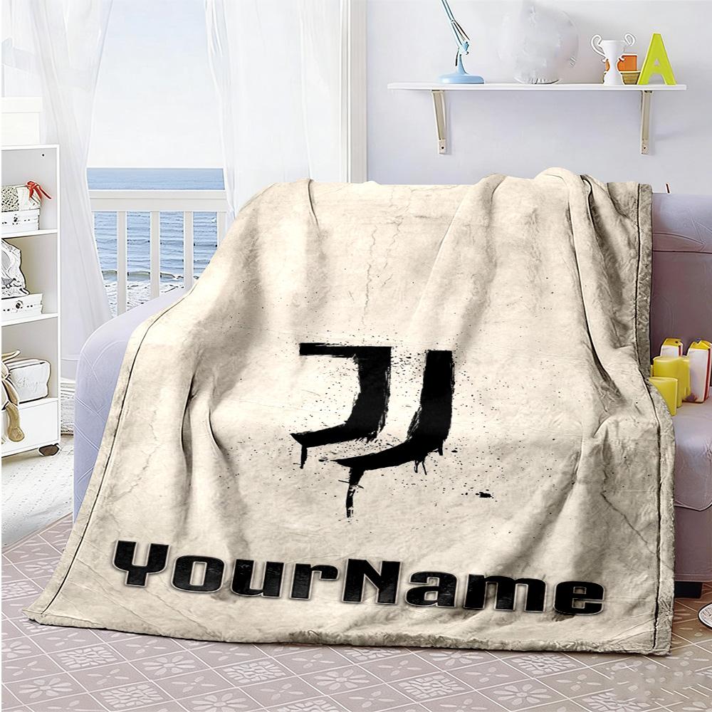 Juventus Customize Your Name Blanket Multi-purpose Customizable Blanket Soft Warm Cozy Throw For Bedding Bed Chair Office Four Seasons Multipurpose