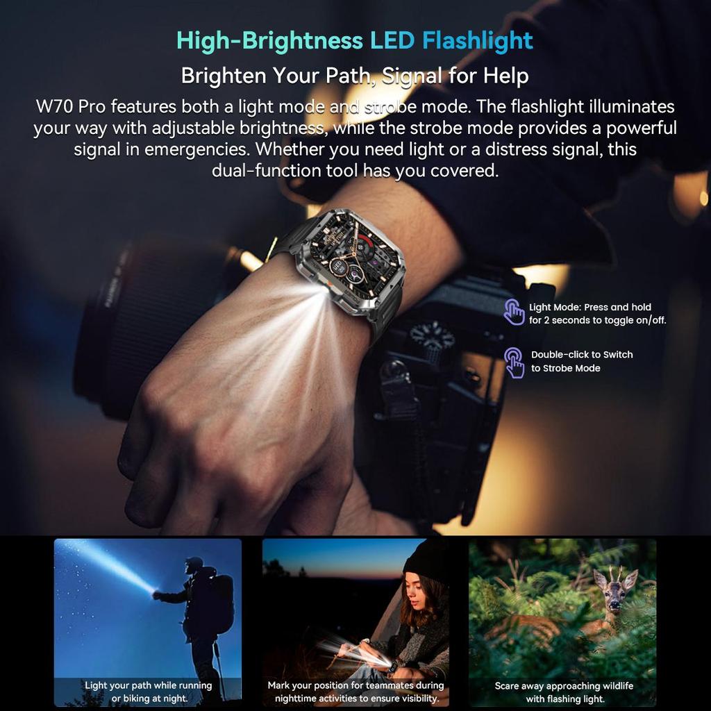 Blackview Умные часы W70Pro, 2,01" HD-экран, аккумулятор 900 мАч, более 120 спортивных режимов, водонепроницаемость IP68