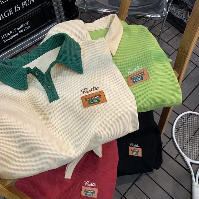 2024 Summer Polo Shirt Short-sleeved T-shirt For Men American Retro Trendy Brand Handsome Versatile Half-sleeved T-shirt Tops