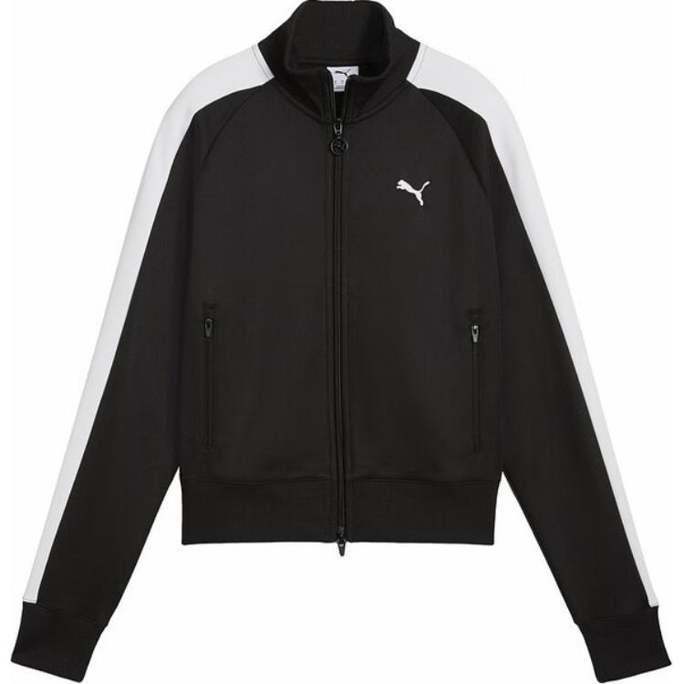 Puma Трикотажная ретро спортивная куртка с цветными блоками и воротником-стойкой на молнии женская куртка черного цвета 631965-01