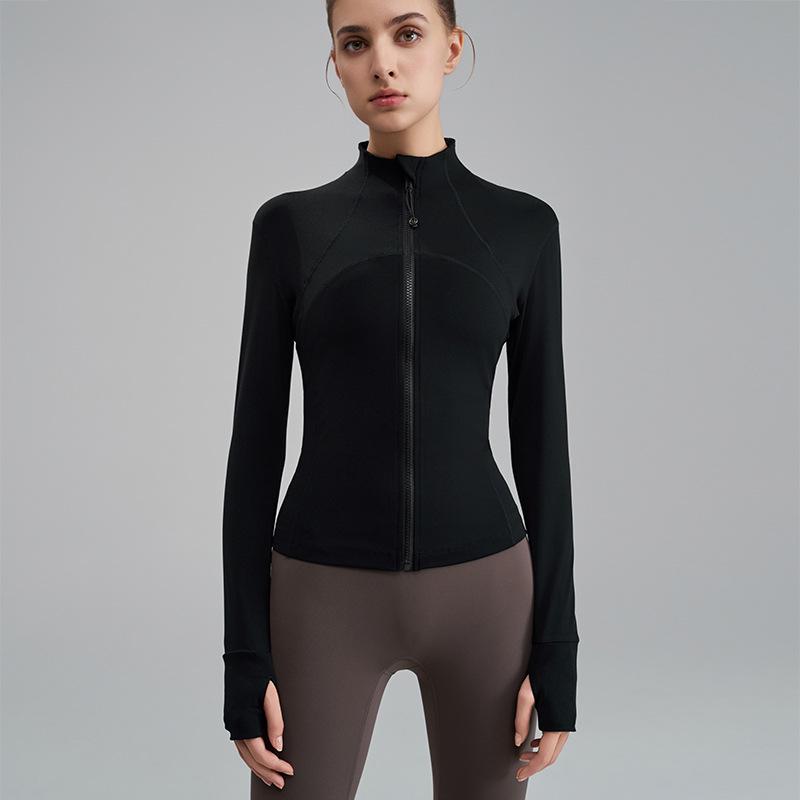 Женская облегающая куртка для йоги с длинным рукавом Nude Feel: Воротник-стойка, Высококачественная осенне-зимняя одежда для фитнеса