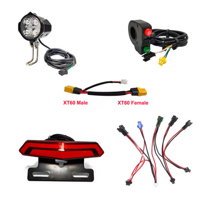 Universal E-Scooter Headlight Tail Brake Turn Signal Horn 3 in 1 Switch LED Light Kit 12V-60V DIY Electric Bicycle Ebike Part
