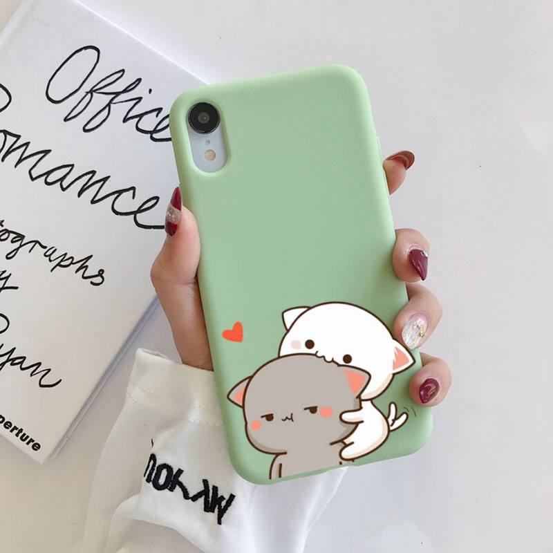 FHNBLJ Mochi Peach Goma Cat Чехол для телефона Мягкий однотонный чехол для iPhone 11 12 13 mini pro XS MAX 8 7 6 6S Plus X XR