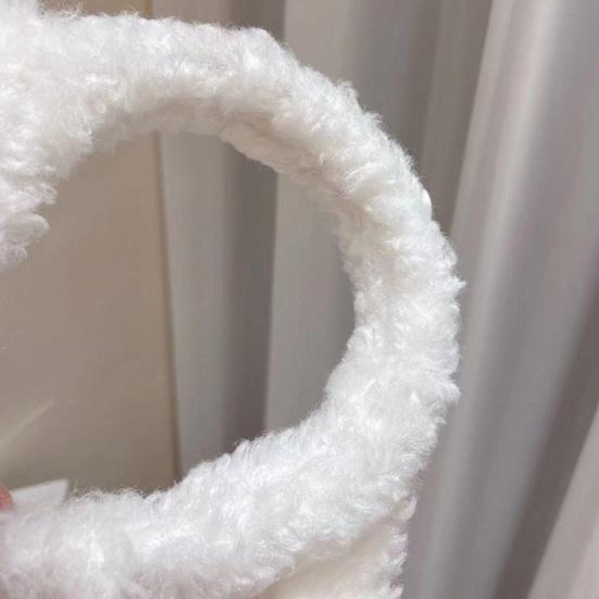 Обруч для волос с дизайном овечьих ушей, плюшевая повязка на голову с бантом и колокольчиком, белая повязка для волос, аксессуары для мытья волос