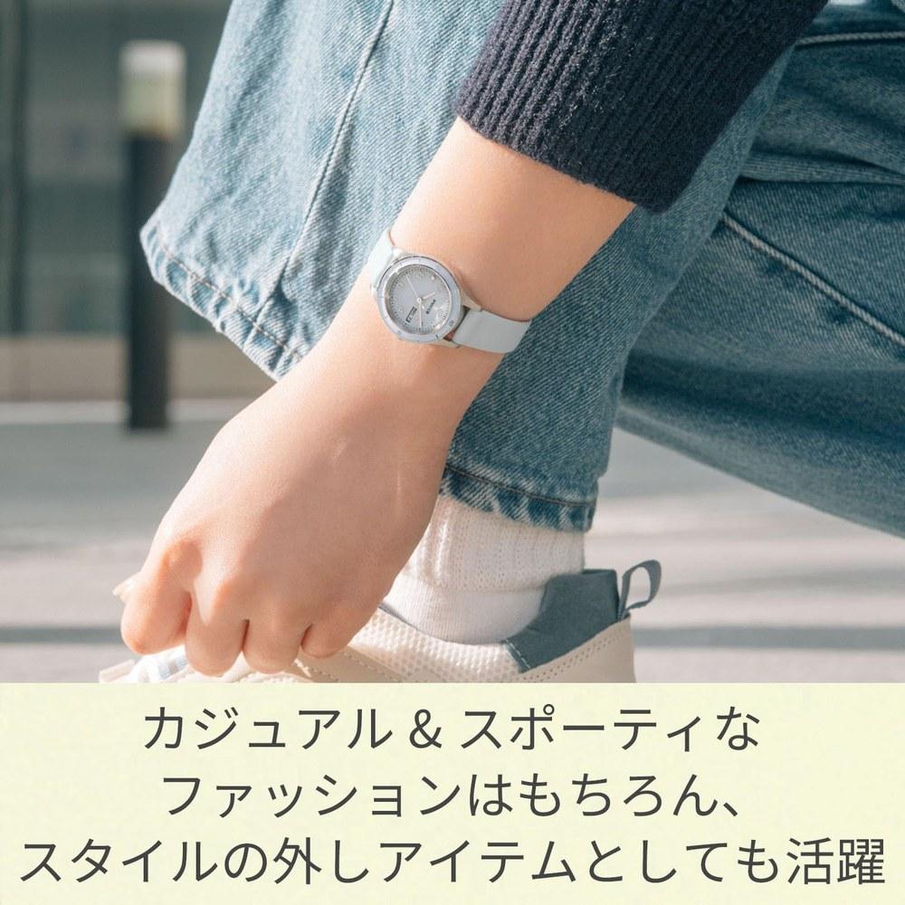 Citizen Active Line Solar Tech Water Resistant Ladies Wristwatch KH3-711-70 Light Blue Simple Fashion Second Hand Date Day White Silver
