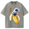 Funny Cartoon Banana Print Women's Special Shirt Loose Large Size Unisex Short Sleeve Cute Street Top Washed Tees