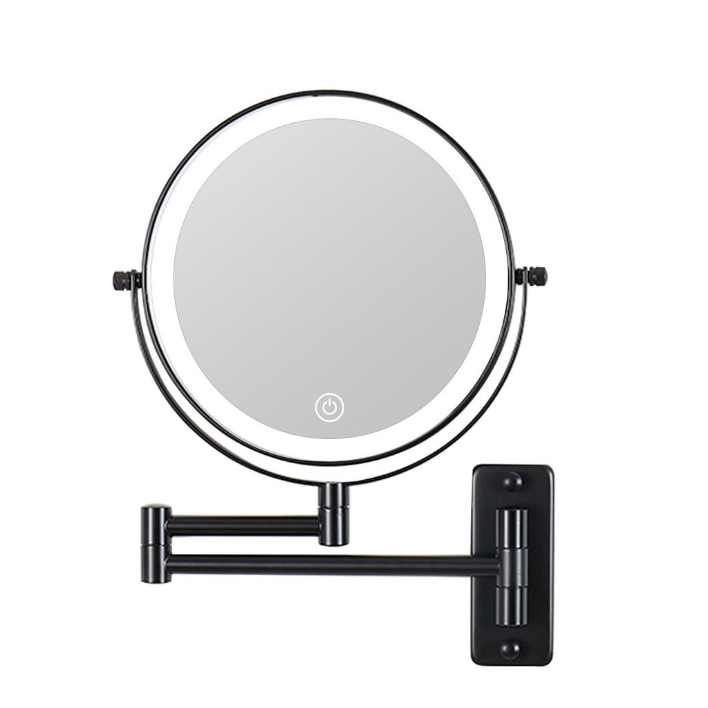 Wall-Mounted Double-Sided Telescopic LED Makeup Mirror